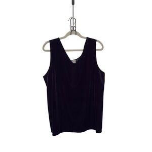 Chico's Travelers Size 3 (16-18) Black V Neck Velvet Minimalist Tank Gothic